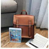 Vintage Leather Women Backpack School Bag for Girls