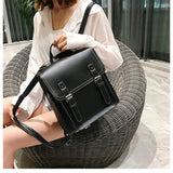 Vintage Leather Women Backpack School Bag for Girls