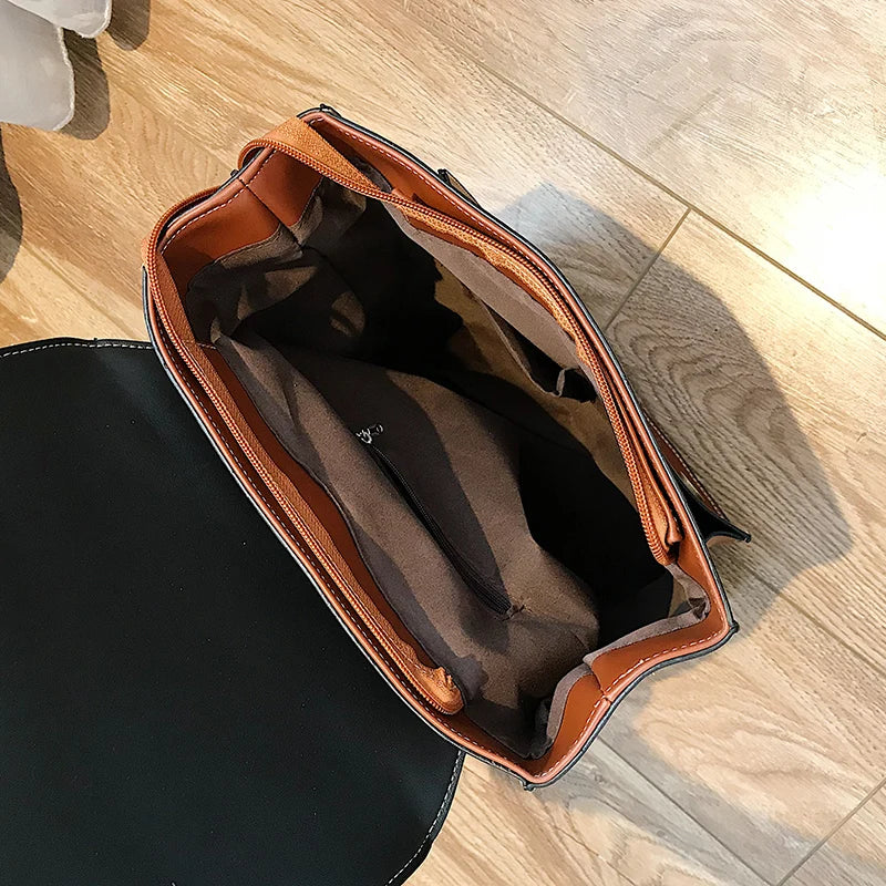 Vintage Leather School Backpack for Girls High Leisure Shoulder Bag