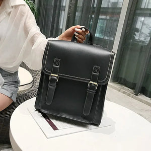 Vintage Leather Backpack for Girls School Bag Women's Shoulder Bag