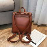 Vintage Leather School Backpack for Girls High Leisure Shoulder Bag