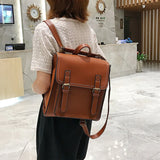 Vintage Leather School Backpack for Girls High Leisure Shoulder Bag