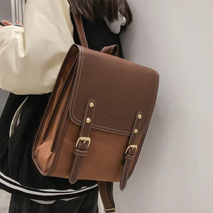 Vintage Backpack Female Pu Leather Bag Women's Backpack School Bag for Girls