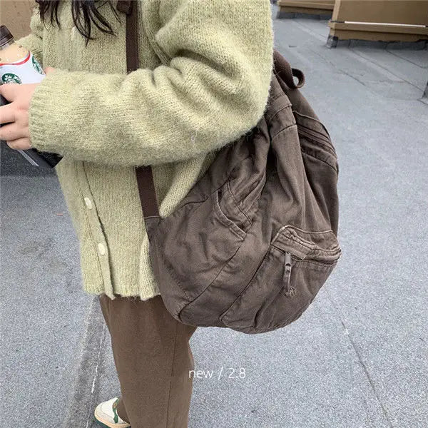 Vintage Backpack Spring Summer Preppy Style Unisex Softback Bookbag