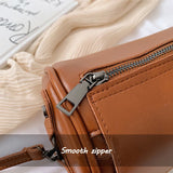 Vintage Crossbody Bag for Women Girl Casual Barrel-Shaped PU Leather Handbags