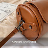 Vintage Barrel-Shaped Crossbody Bag for Women Girls PU Leather Handbags