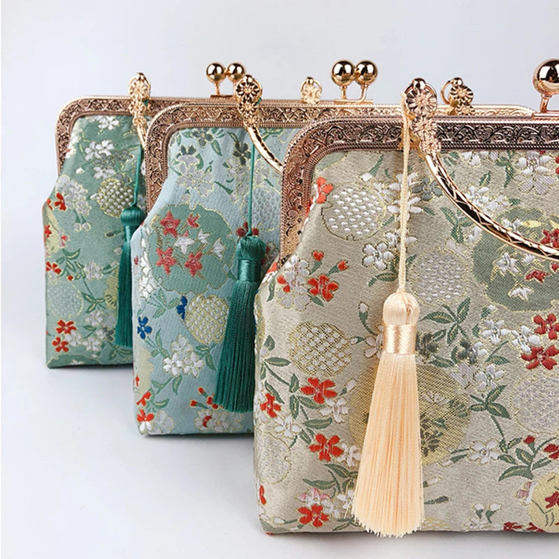 Vintage Strawberry Crossbody Bag with Chain Fringe