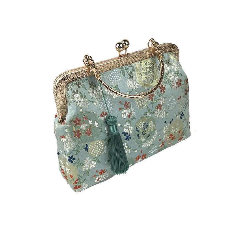Vintage Strawberry Crossbody Bag with Chain Fringe