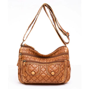 Vintage PU Leather Crossbody Bag Large Capacity Tote Shoulder Handbag