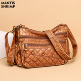 Vintage PU Leather Crossbody Bag Large Capacity Tote Shoulder Handbag