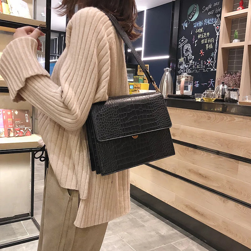 Vintage Pu Leather Messenger Bag for Women Handbags