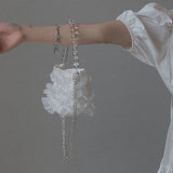 Vintage Beaded Chain Shoulder Crossbody Bag Small Bucket Bag