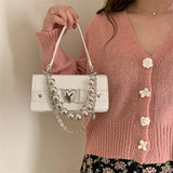 Vintage Croc Pattern Beaded Crossbody Bag
