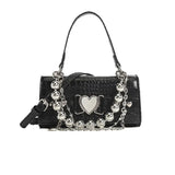 Vintage Croc Pattern Beaded Crossbody Bag