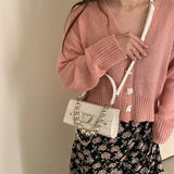 Vintage Croc Pattern Beaded Crossbody Bag
