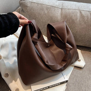 Vintage Big Leather Bucket Side Bags for Women