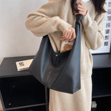 Vintage Big Leather Bucket Side Bags for Women