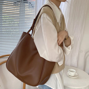 Vintage Big Tote Women PU Handbag Shoulder Bag Top-Handle Purse