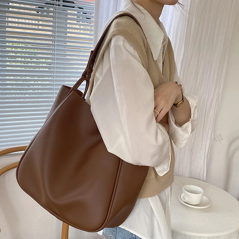 Vintage Big Tote Women PU Handbag Shoulder Bag Top-Handle Purse