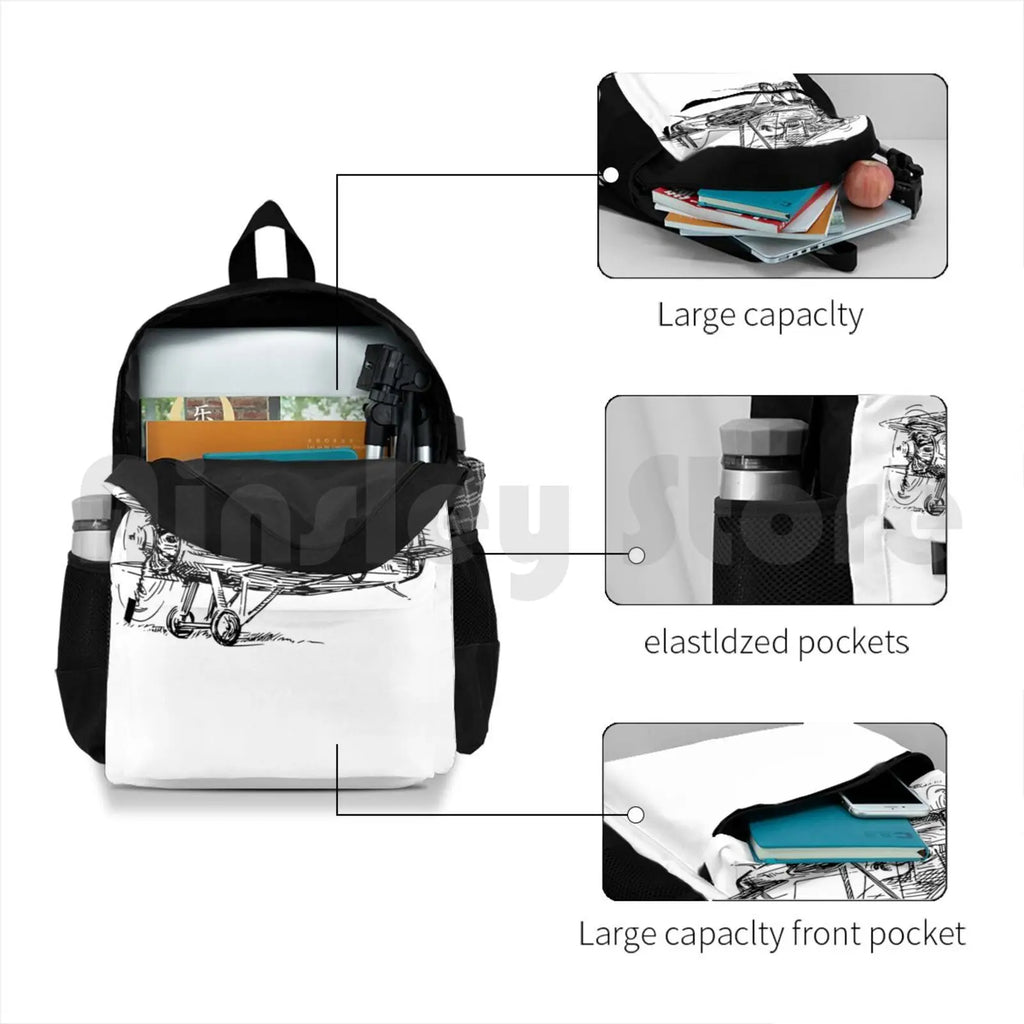 Vintage Biplane Airplane Outdoor Hiking Backpack