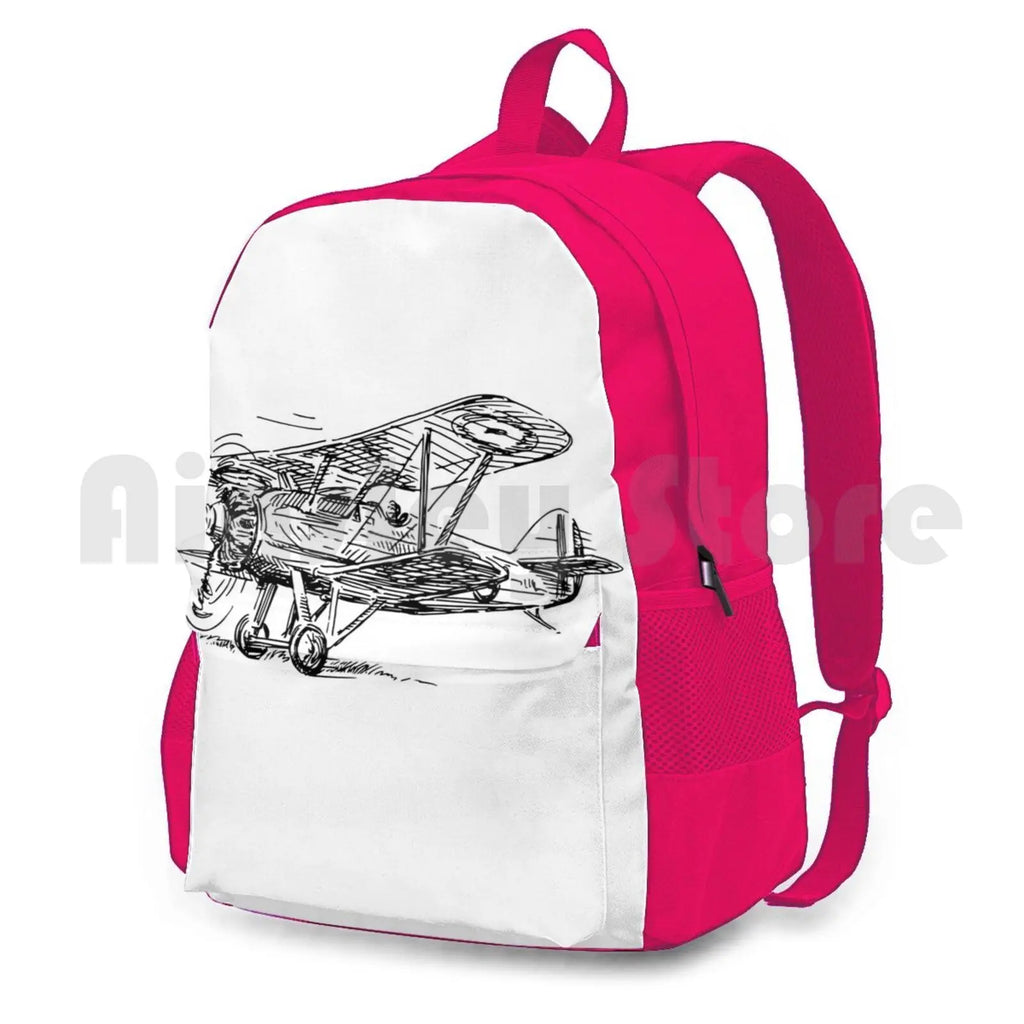 Vintage Biplane Airplane Outdoor Hiking Backpack