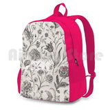 Vintage Beige Toile Garden Floral Pattern Outdoor Hiking Backpack