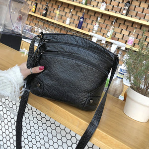 Vintage Shoulder Bag Women Soft Washed PU Leather Crossbody Bag