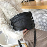 Vintage Shoulder Bag Women Soft Washed PU Leather Crossbody Bag