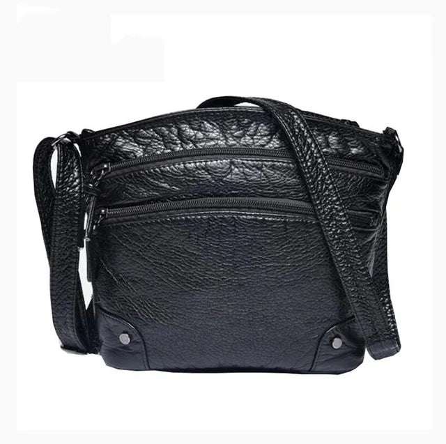 Vintage Shoulder Bag Women Soft Washed PU Leather Crossbody Bag