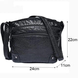 Vintage Shoulder Bag Women Soft Washed PU Leather Crossbody Bag
