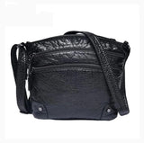 Vintage Shoulder Bag Women Soft Washed PU Leather Crossbody Bag