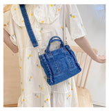 Vintage Washed denim Handbag Student Casual Book Pad Wallet Shoulder Bag