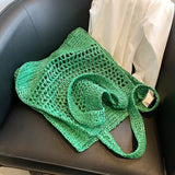 Vintage Bohemian Straw Woven Beach Bag Large Capacity Handbag