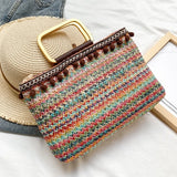 Boho Straw Bag Women Large Beach Handbag Rattan Travel Handle Bag