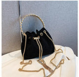 Vintage Rhinestone Bucket Handbag Purses Women Shoulder Crossbody Bag