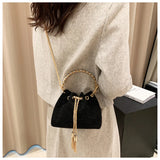 Vintage Rhinestone Bucket Handbag Purses Women Shoulder Crossbody Bag