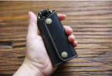 Vintage Leather Zipper Key Wallet for Men and Women