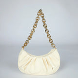 Vintage Women PU Handbags Solid Folds Chain Square Shoulder Office Lady Bag