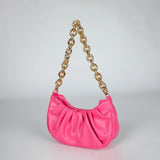 Vintage Women PU Handbags Solid Folds Chain Square Shoulder Office Lady Bag