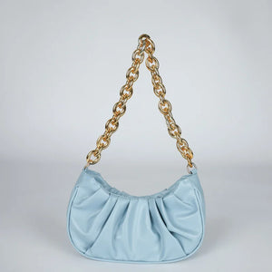 Vintage Women PU Handbags Solid Folds Chain Square Shoulder Office Lady Bag