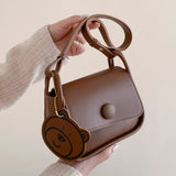 Vintage Brown Bear Small Bag Women Handbag Ladies Shoulder Clutch Purse