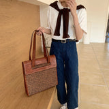 Vintage Leopard Print Underarm Bag Women Large Capacity Ladies Shoulder Bag