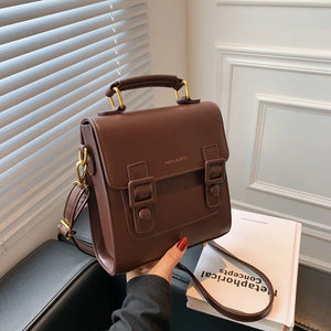 Vintage Brown Small Backpacks For Women Flap Small Square Bag Business Travel