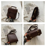 Vintage Brown Small Backpacks For Women Flap Small Square Bag Business Travel