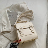 Vintage Brown Small Backpacks For Women Flap Small Square Bag Business Travel