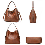 Vintage Brown Leather Shoulder Bag for Women High Crossbody Tote Bag