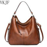 Vintage Brown Leather Shoulder Bag for Women High Crossbody Tote Bag