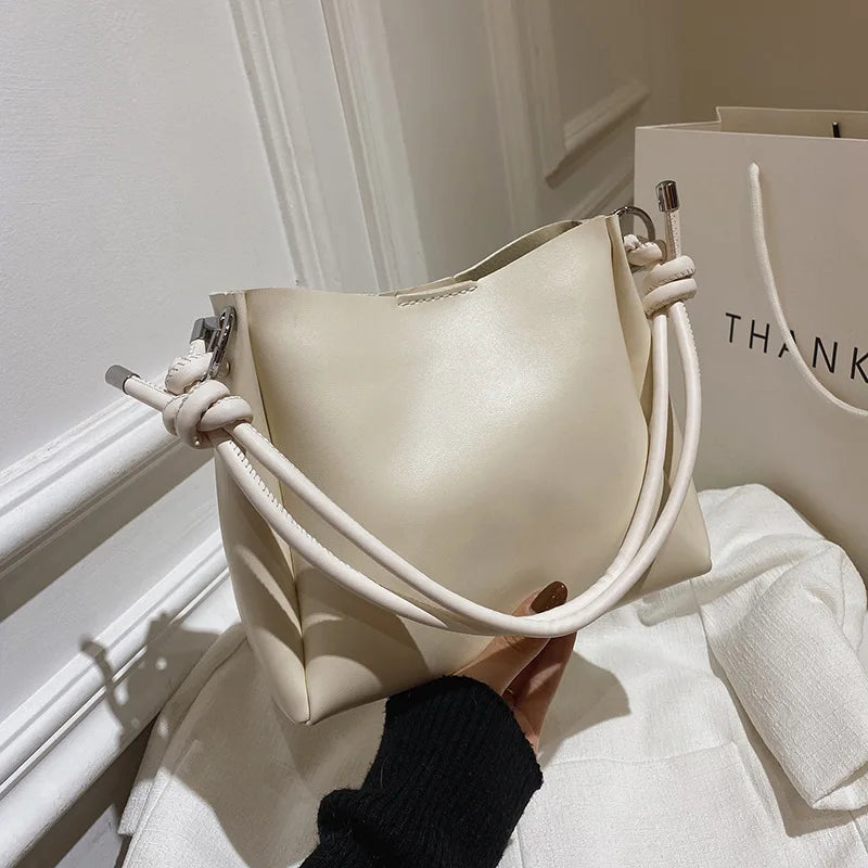 Vintage Bucket Handbags Soft PU Leather Shoulder Bags Large Capacity