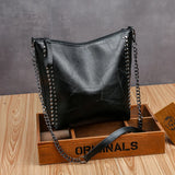 Vintage Bucket Shoulder Bags Chain Crossbody Bags for Women Rivet Handbags