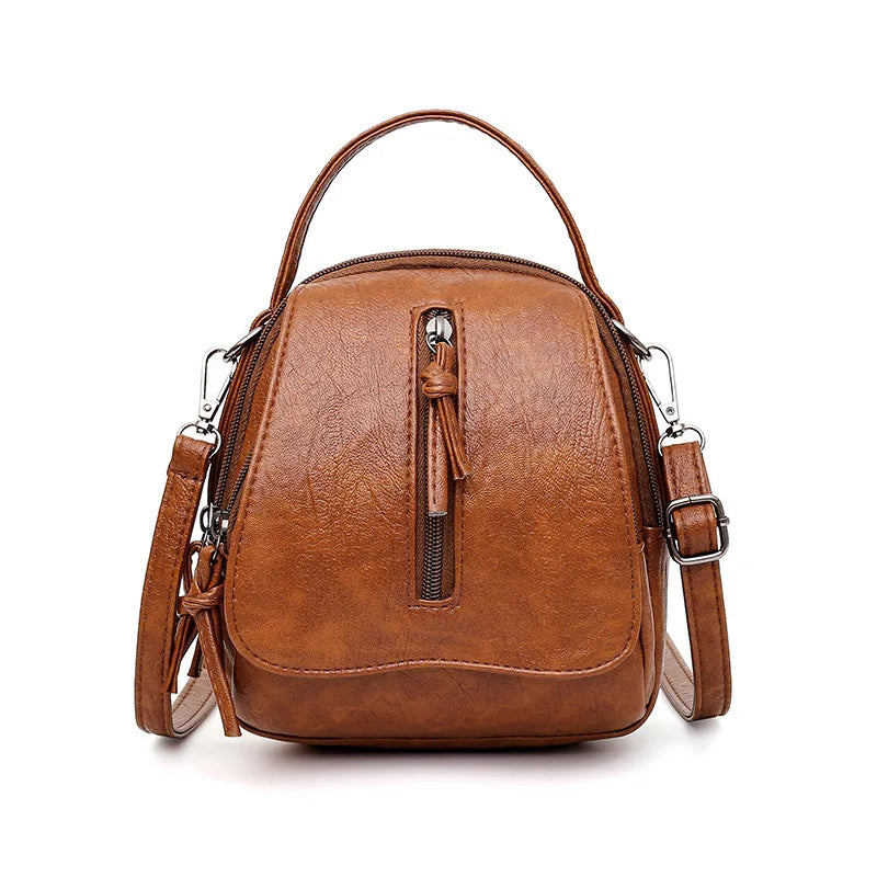 Vintage Bucket Shoulder Bags Crossbody Female PU Leather Small Handbag Purse